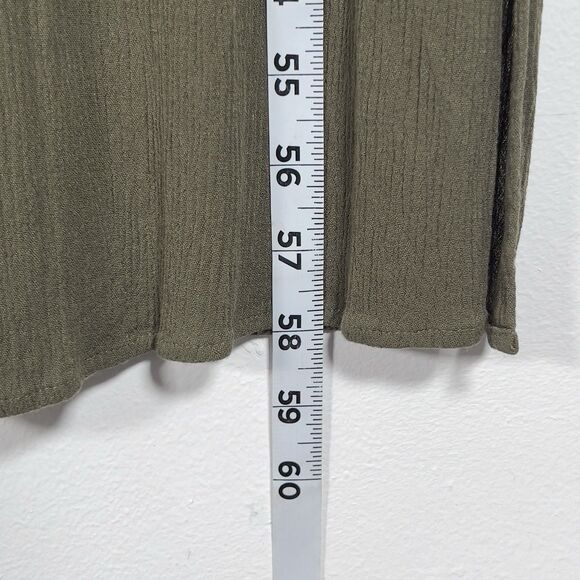 L'agence Rivi Midi Shirt Dress Womens Sz SP Olive Green 3/4 Sleeve No Belt - Picture 9 of 9